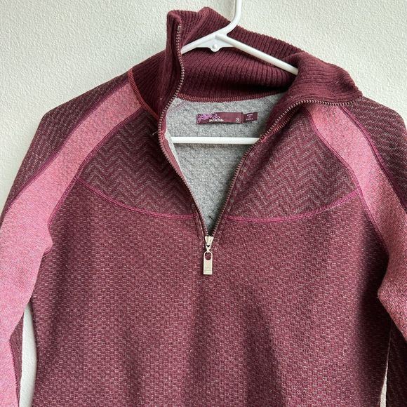 Prana | Corrine Wool Blend Pink Berry Quarter Zip Sweater | Size Small - Picture 2 of 4